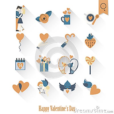 Happy Valentines Day Icons Vector Illustration