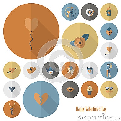 Happy Valentines Day Icons Vector Illustration