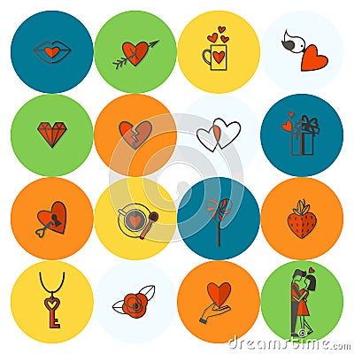 Happy Valentines Day Icons Vector Illustration