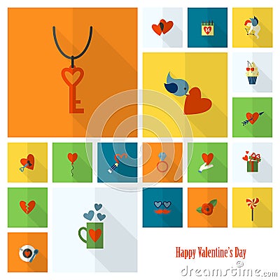 Happy Valentines Day Icons Vector Illustration