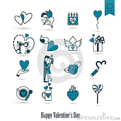 Happy Valentines Day Icons Vector Illustration