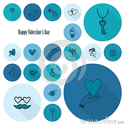 Happy Valentines Day Icons Vector Illustration