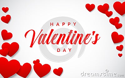 Happy Valentines day illustration with red hearts border Vector Illustration