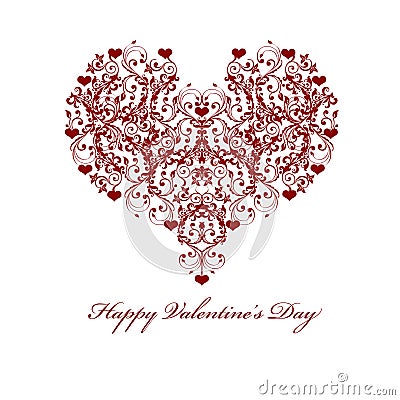 Happy Valentines Day Leaf Vine Hearts Motif Stock Photo