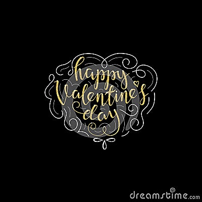 Happy Valentines Day Lettering Card. Vector Illustration