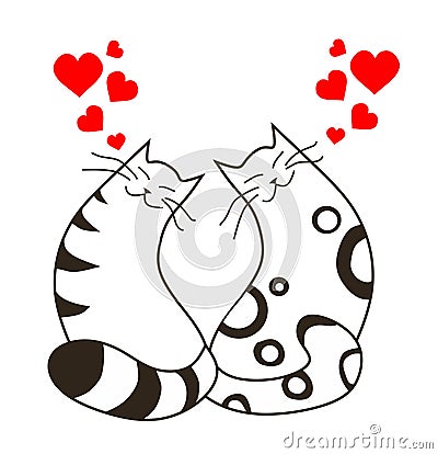 Happy valentines day love cats Vector Illustration