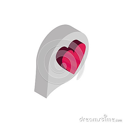 Happy valentines day love heart bubble isometric icon Vector Illustration