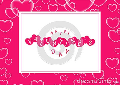 Happy Valentines Day poster or banner design decorated with transparent heart. Stock Photo