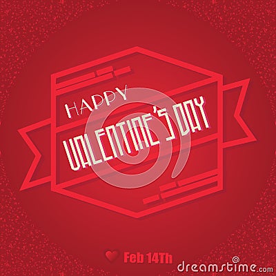 Happy Valentines Day ribbon banner message Vector Illustration