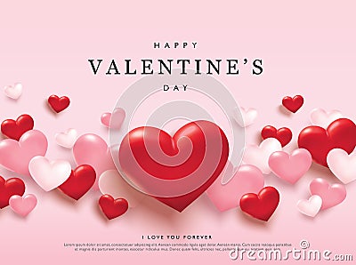 Happy Valentines Day romance greeting card Vector Illustration