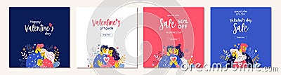 Happy Valentines Day sale card background offer shopping Vector Illustration