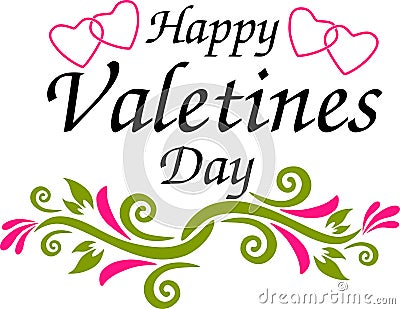 Happy valentines day text and heart on a white background Stock Photo