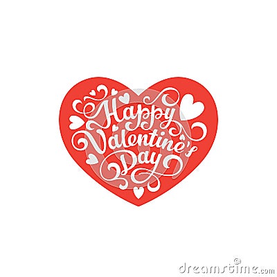 Happy Valentines day text Lettering heart shape Vector Illustration