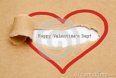 Happy Valentines Day Torn Paper Concept Stock Photo