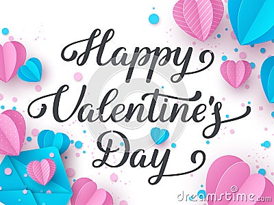 Happy Valentines day typography banner. Vector Illustration