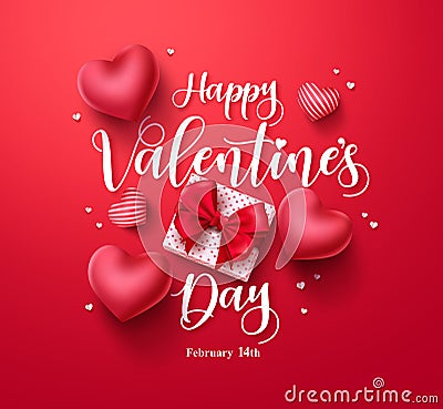 Happy valentines day vector banner greeting card with valentine elements Vector Illustration