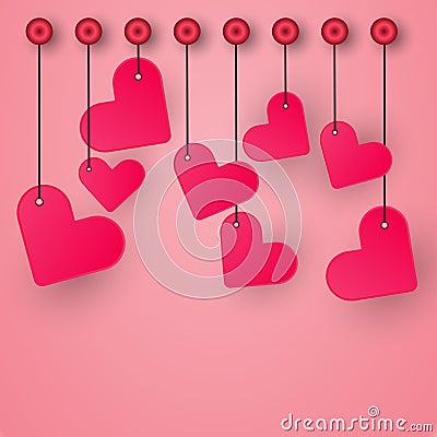 Happy valentines day and weeding design elements. Vector illustration. Pink Background With Ornaments, Hearts. Doodles and curls. Vector Illustration