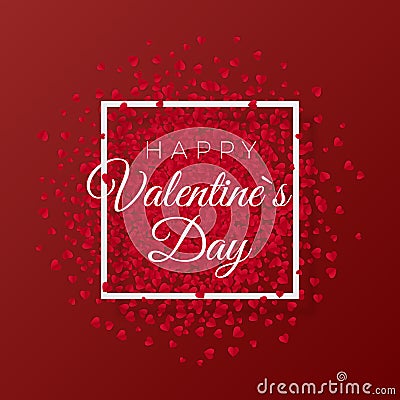 Happy valentines day and weeding romantic design elements. Red background with hearts ornament. Vector illustration Vector Illustration