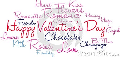 Happy Valentines Day Word Cloud Vector Illustration