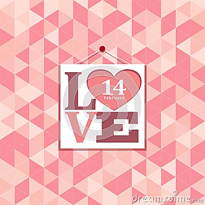 Happy valentines pink geometric greeting cards Vector Illustration