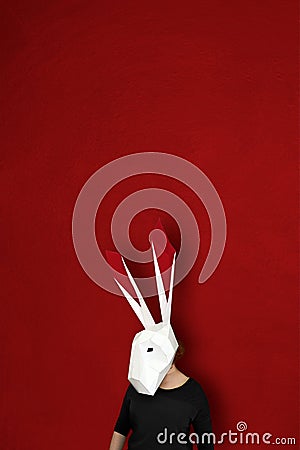 Happy valentines rabbits love story Stock Photo
