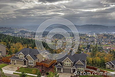 Happy Valley Residential Homes in Fall Stock Photo