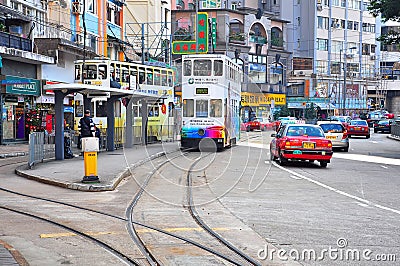 Happy valley tram terminus, hong kong Editorial Stock Photo