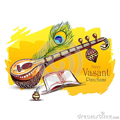 Happy vasant panchami indian festival background Vector Illustration