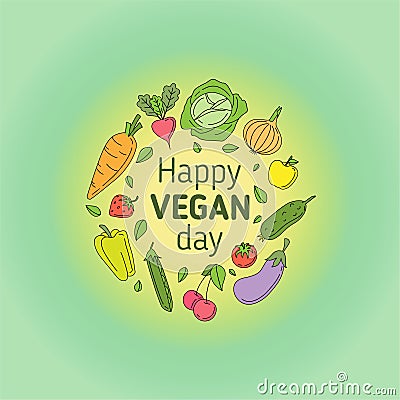 Happy vegan day Vector Illustration