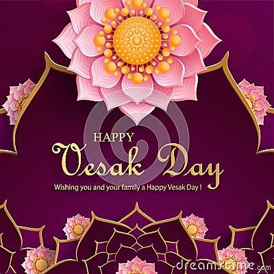 Happy Vesak Day with Oriental Asian elements Vector Illustration