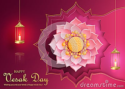 Happy Vesak Day with Oriental Asian elements Stock Photo