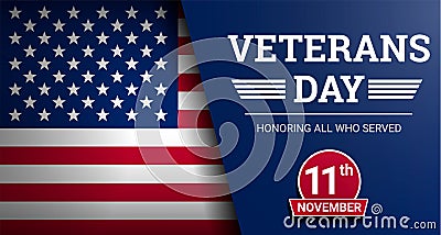 Happy veterans day concept background, realistic style Vector Illustration