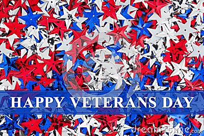 Happy Veterans Day greeting with stars Stock Photo