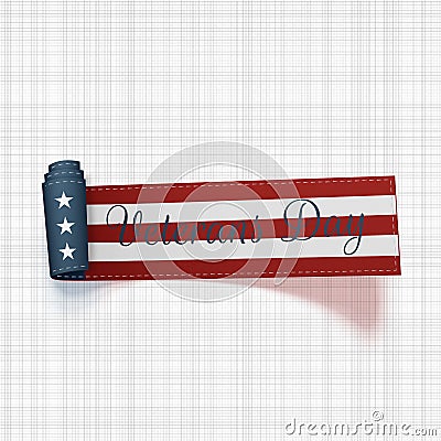 Happy Veterans Day vector patriotic Ribbon Vector Illustration