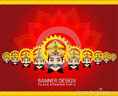 Happy vijay dashmi background with the face of ravan Cartoon Illustration