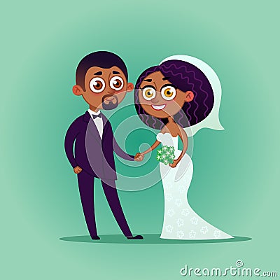 Happy wedding couple. Vector Illustration