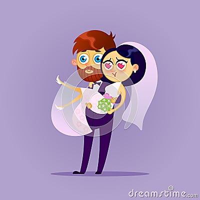 Happy wedding couple. Vector Illustration