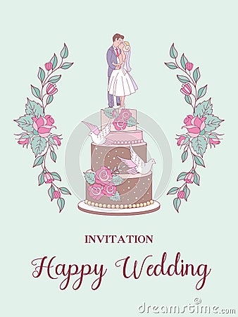 Happy weddings. Vector illustration. Wedding ceremony. Wedding Vector Illustration