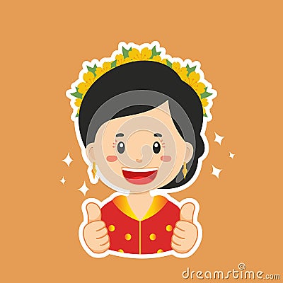 Happy West Nusa Tenggara Character Sticker Vector Illustration
