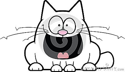 Happy White Cartoon Cat Vector Illustration