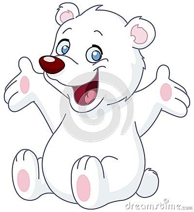 Happy white teddy bear Vector Illustration