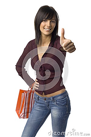 Happy woman with carrier bags Stock Photo