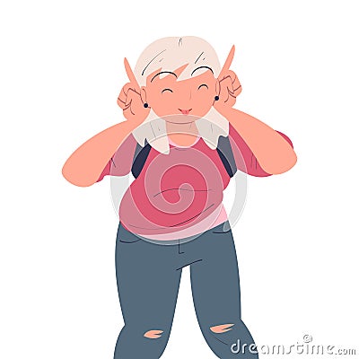 Happy Woman Character Show Gesture and Smiling Vector Illustration Vector Illustration