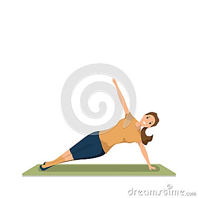 Happy Woman Doing Morning Fitness Sport Workout Vector Illustration