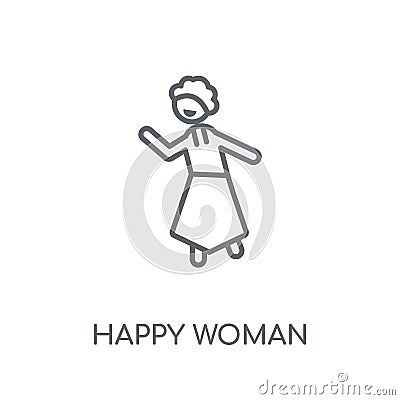 Happy Woman linear icon. Modern outline Happy Woman logo concept Vector Illustration