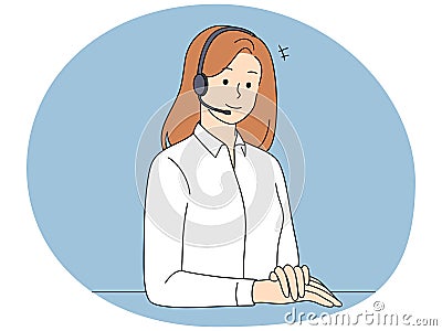 Happy woman operator in headset Vector Illustration