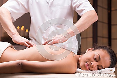 Happy woman and pain relief Stock Photo