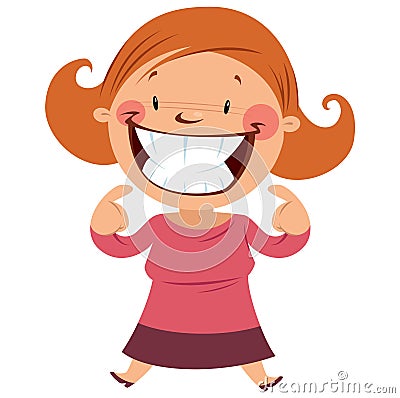 Happy woman smiling showing her smile and teeth Vector Illustration