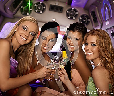 Happy women celebrating smiling Stock Photo