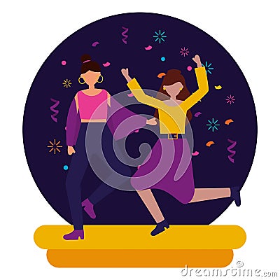 happy women celebration party birthday Cartoon Illustration